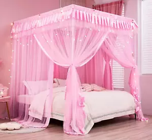 Bed Canopy for Girls,Canopy Bed Curtains Canopy for Bed Drapes,Princess Bed Curt - Picture 1 of 8