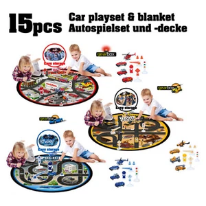 Kids Car Playset Playmat City Toy Road Map Mini Cars Transport Children 15PC - Picture 1 of 20