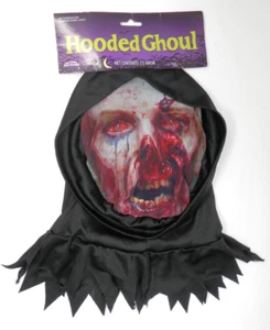 Fun World Hooded Ghoul Mask - Adult Zombie Face Undead Hood Costume Cosplay NEW - Picture 1 of 6