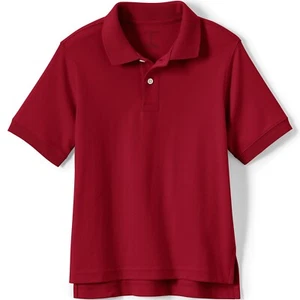 NEW Lands' End Kids Polo Shirt Red 100% Cotton Interlock Boys or Girls Polo - Picture 1 of 7
