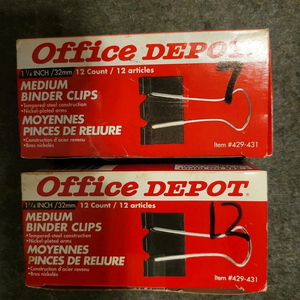 LOTE DE 19 clips de carpeta Office Depot, medianos, 1-1/4 pulgadas de ancho NUEVO EXCEDENTE Foto 1 de 1