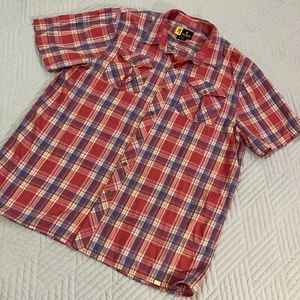 John M Browning Mens Size Large Blue Red Plaid Shirt Metal Buttons Buck Deer - Picture 1 of 8