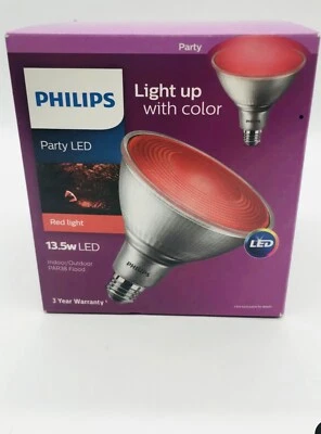 RED LED Philips 13.5w PAR38 Flood Non-Dimmable Light Bulb - Image 1 of 2