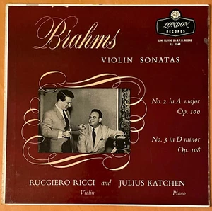 RUGGIERO RICCI Brahms Violin Sonatas Katchen UK LONDON 1957 LP RARE EX - Picture 1 of 2