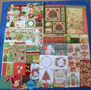 Papercraft Card Making Scrapbooking Christmas Red/Green Themed Craft Bundle - Picture 1 of 13