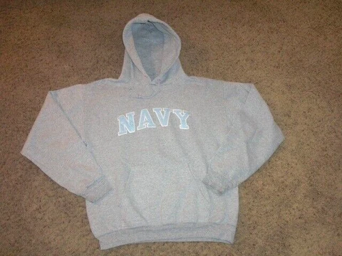 NAVY sewn embroidered gray CHAMPION Sweatshirt men's Medium Cover