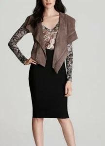 BCBG MAX AZRIA Fabian Gray dusk Asymmetrical Faux Suede Vest XS $248 NEW #W1 - Picture 1 of 11