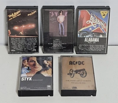 Vintage Rock And Roll Cassette Tape Lot - AC/DC, Styx, Alabama, Bob Seger, JCM - Image 1 of 4