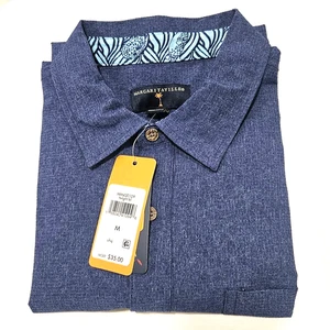 Camisa Informal Margaritaville Para Hombres M Azul Botones Rústicos Bolsillo Frontal Nueva con Etiquetas - Imagen 1 de 6