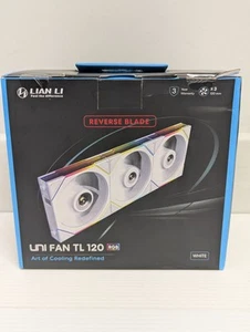 Lian Li UNI Fan TL 120 RGB - Triple Pack - Reverse Blade (12RTL3W) - WHITE - NEW - Picture 1 of 13