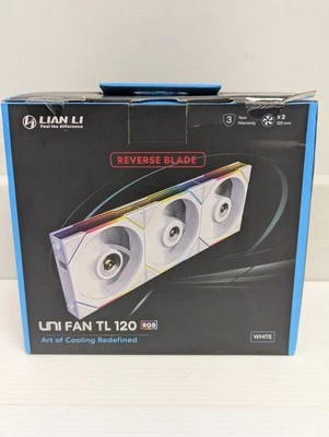 Lian Li UNI Fan TL 120 RGB - Triple Pack - Reverse Blade (12RTL3W) - WHITE - NEW