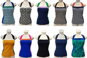 BODEN Tankini Top Halter Santorini Black Blue Pattern Swimming Size 8 - 18 - Picture 1 of 61