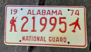 Unused 1974 Alabama National Guard License Plate # 21995~ NICE~ - Picture 1 of 4