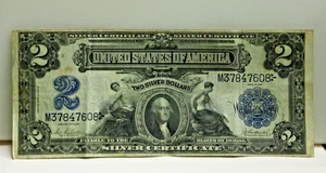 1899 $2 Silver Certificate Mini Porthole Note M37847608 F/VF - Picture 1 of 2