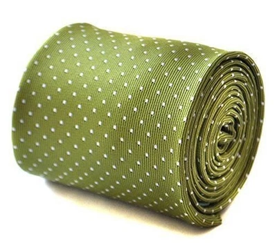 Corbata de boda de diseñador Frederick Thomas para hombre - verde oliva - a lunares Foto 1 de 4