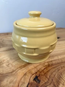"Azúcarero de cerámica Longaberger Butternut amarillo con tapa EE. UU. 4"" redondo" - Imagen 1 de 10