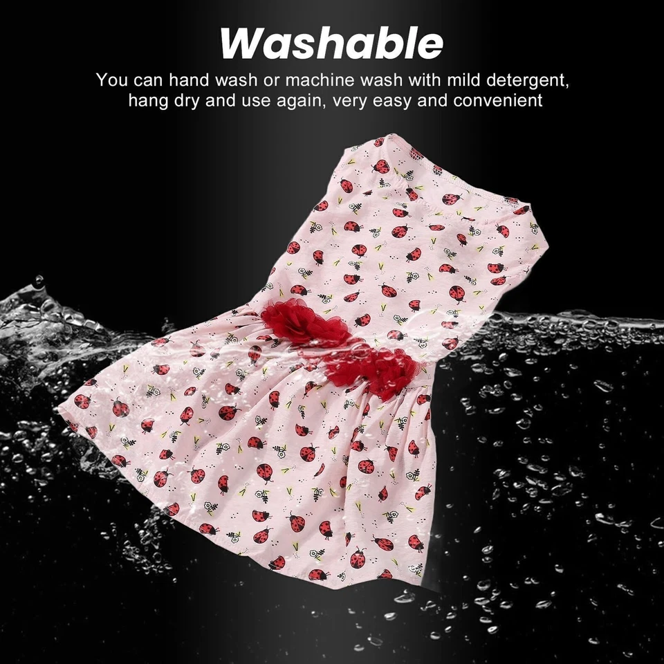 Vestido para Perro Lindo Ladybug y Patrón de Hierba Cómodo Transpirable Mascota Cachorro Niña Foto 1 de 4