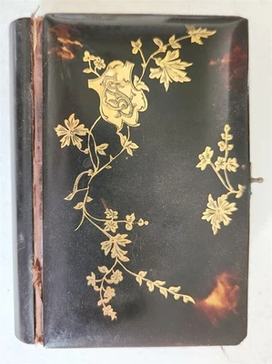1889 TORTOISESHELL GOLD INLAY BINDING CATHOLIC PRAYER BOOK LATIN/FRENCH antique - Image 1 of 4