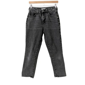 Jeans PacSun Mom vita alta sbiadito nero denim grigio taglio affusolato metà caviglia 27 - Foto 1 di 8