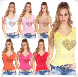 Women's Top Stretchy Everyday Casual Sexy Ladies T-Shirt One Size 6,8,10,12 UK - Picture 1 of 22