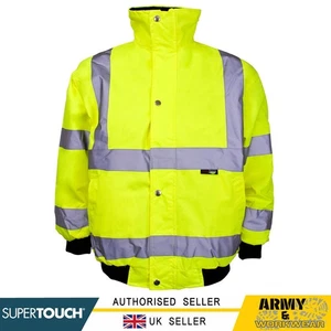 Kids Hi Viz Padded Warm Bomber Jacket High Visability Vis Childrens Boys Girls - Picture 1 of 2