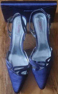 Jacques Vert Purple Satin Slingback Kitten Heel Shoes Size 41 - Image 1 of 4