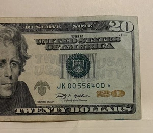$20 2009 Series *star* Note , Low Fancy S# Jk 00556400* - Picture 1 of 3