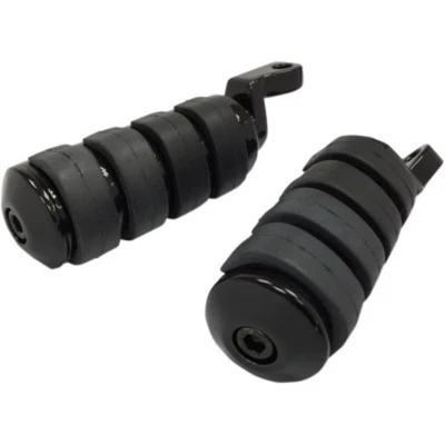 Clavijas de pie de conductor Drag Specialties 1620-1889 negras Soft-Ride montaje desplazado Harley Foto 1 de 2