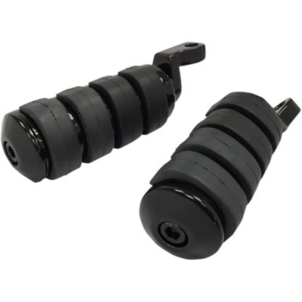 Clavijas de pie de conductor Drag Specialties 1620-1889 negras Soft-Ride montaje desplazado Harley Foto 1 de 2