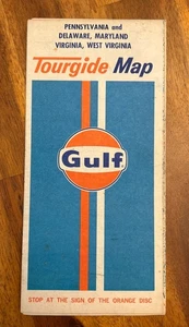 "Mapa turístico Rand McNally 1971 Gulf Oil Company PA DE MD VA WV 25"" X 32"" de colección" - Imagen 1 de 6