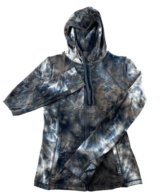 Chaqueta Define Con Capucha Para Mujer Gris Mediano Azul Marino Cremallera Completa Tie Dye Mármol Suave Muerte Foto 1 de 4