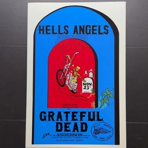 Hells Angels 1970 Grateful Dead Concert Poster Anderson Theater Rare USA - Picture 1 of 8