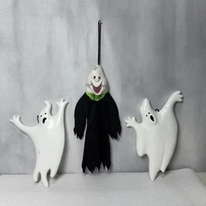 Vintage Fall Halloween Decor Rubber And Plastic Hanging Ghost Lot - Picture 1 of 8