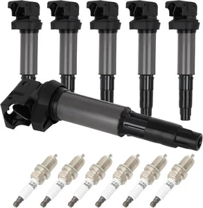 6X Ignition Coil & 6 Spark Plug For BMW 325i 328i 330i 530i X3 X5 X6 UF515 UF522 - Picture 1 of 9