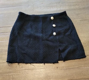 Falda corta Shein con textura dividida negra talla pequeña desgastada cremallera lateral inferior  - Imagen 1 de 12