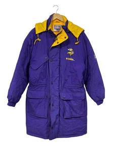 Vintage 90's Starter Minnesota Vikings Pro Line Long Puffer Jacket Size Large - Bild 1 von 3