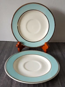 2er Set Vintage Taylor Smith & Taylor Platin Blau 7 1/4" Ersatz Untertassen - Bild 1 von 10