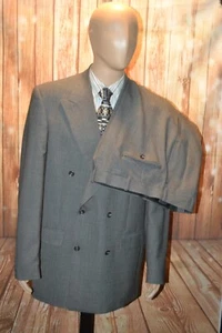 Unbrand Custom Tailored Men Wool Gray Double Breast Suit Sz 44XL Wst 36x34 - Picture 1 of 20