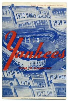 Vtg 1953 New York Yankees Vs Philadelphia Phillies Program & Score Card - Scored - Image 1 of 4