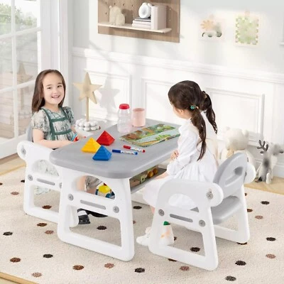 Juego de mesa y silla para niños de 3 piezas escritorio de estudio de actividades para niños pequeños con bloques de construcción Foto 1 de 4