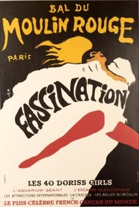 BAL DE MOULIN ROUGE FASCINATION BY RENE GRUAU ON LINEN EXCELLENT A CONDITION - Picture 1 of 1