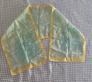 Vintage/Retro Sasson Schal 100 % Seide Chiffon türkis mit Blumen 10”X40” - Bild 1 von 7