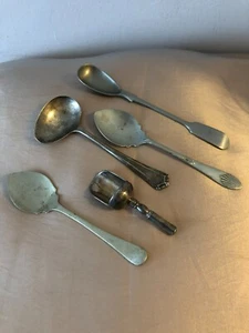 Job lot collection of 5 various vintage mostly EPNS spoons/scoop/scuttle - Picture 1 of 4
