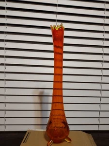 Swing Vase Orange 3 Footed - 16 Inches Tall BEAUTIFUL - Picture 1 of 12