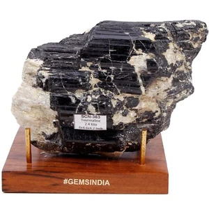 2,4 kg natürlicher schwarzer Turmalin Kristall Edelstein grobes Mineral Probe Heilung - Bild 1 von 10