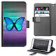 Purple And Blue Butterfly Deluxe PU Leather Wallet Phone Case;Flip Case