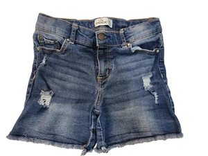Jordache Jean Shorts Womens Size 12 Blue Denim Stretch Raw Hem Distressed - Picture 1 of 4