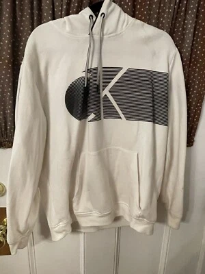 Calvin klein Monogram Logo Fleece Hoodie Men Sz XL White - Image 1 of 4