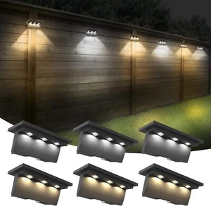 2/4/6Pack LED Solar Power Stair Light Outdoor Garden Pathway Step Decking Wall - Picture 1 of 12