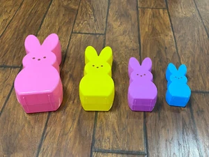 Easter Set of 4 Peeps Bunny Egg Candy Containers Decor 4 Sizes And Colors - Picture 1 of 23